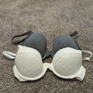 Aerie Bra 32 D | Grey and White